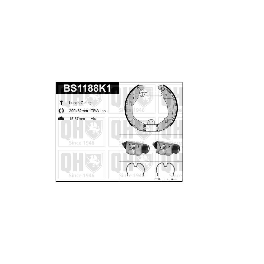 Image for QH BS1188K1 Brake Shoe Kit