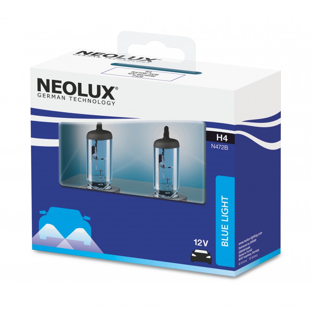 Image for Neolux N472B-SCB Blue 12v 60/55w H4 P43t (472) Twin pack
