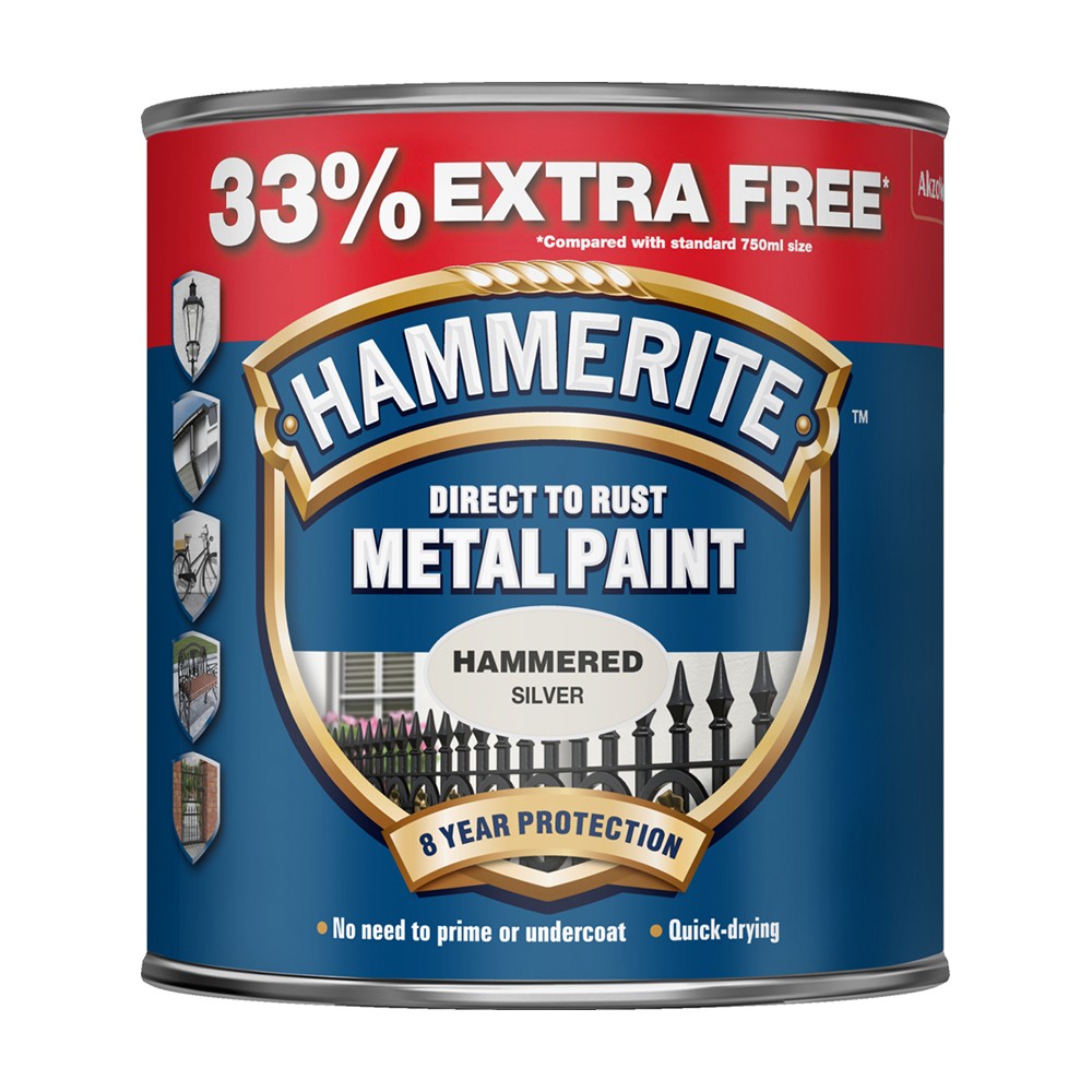 Image for Hammerite 253 Metal Paint Hammered Silver 750ml 33%