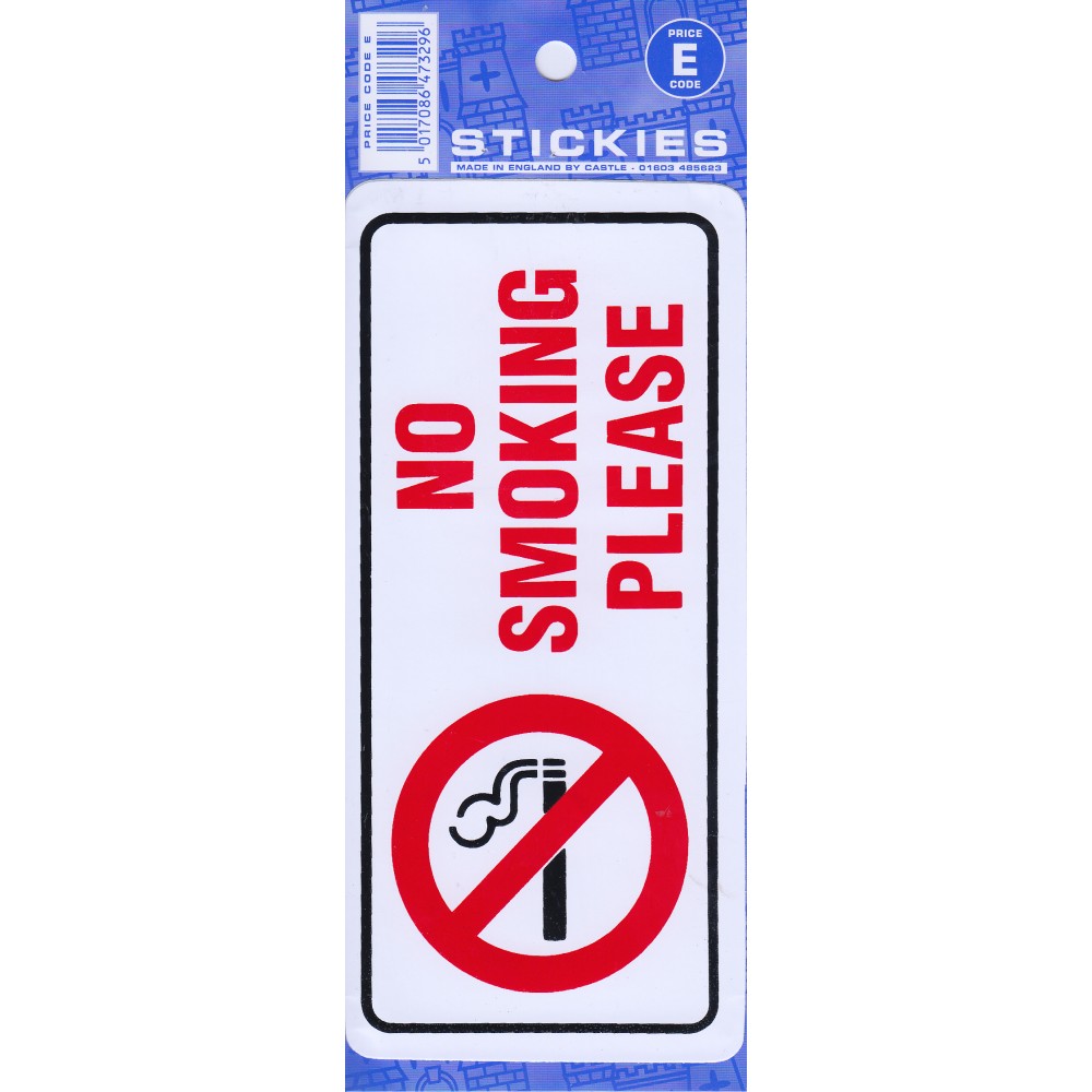 Image for Castle V451 No Smoking Please E Code Stickers