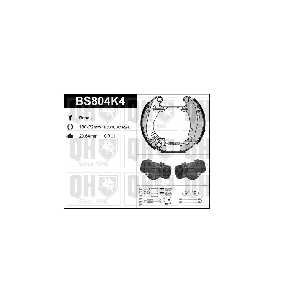 Image for QH BS804K4 Brake Shoe Kit