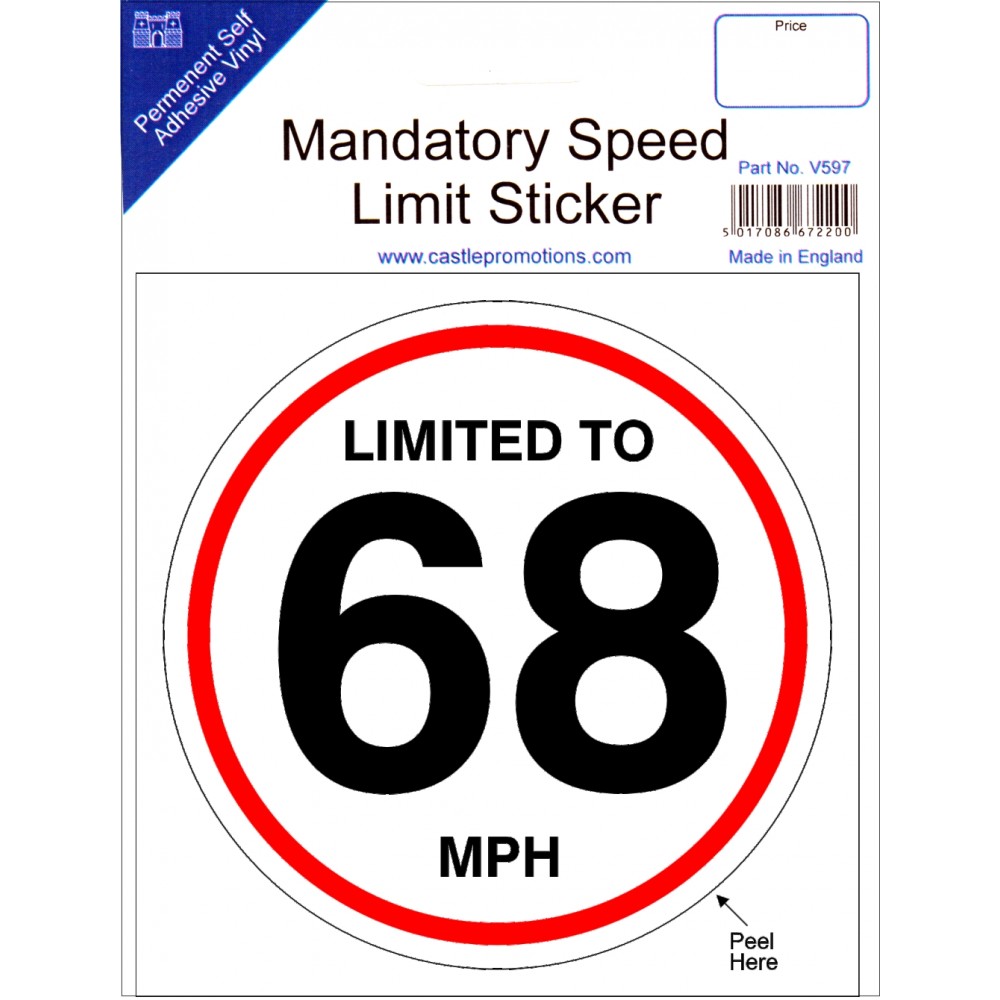 Image for Castle V598 Limited to 68mph sticker