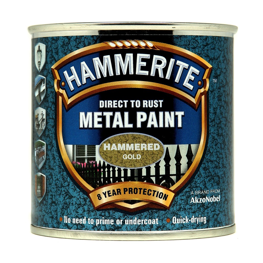 Image for Hammerite 012 Hammered Metal Paint Gold 250ml
