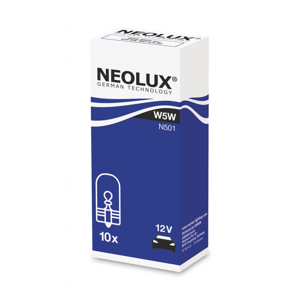 Image for Neolux N501 12v 5w W2.1x9.5d (501) Trade pack of 10