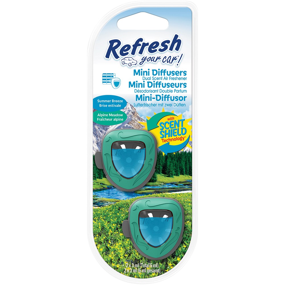 Image for Refresh Your Car 301409900 Air freshener Alpine Meadow/Summer Breeze Mini Diffuser 2 Pack