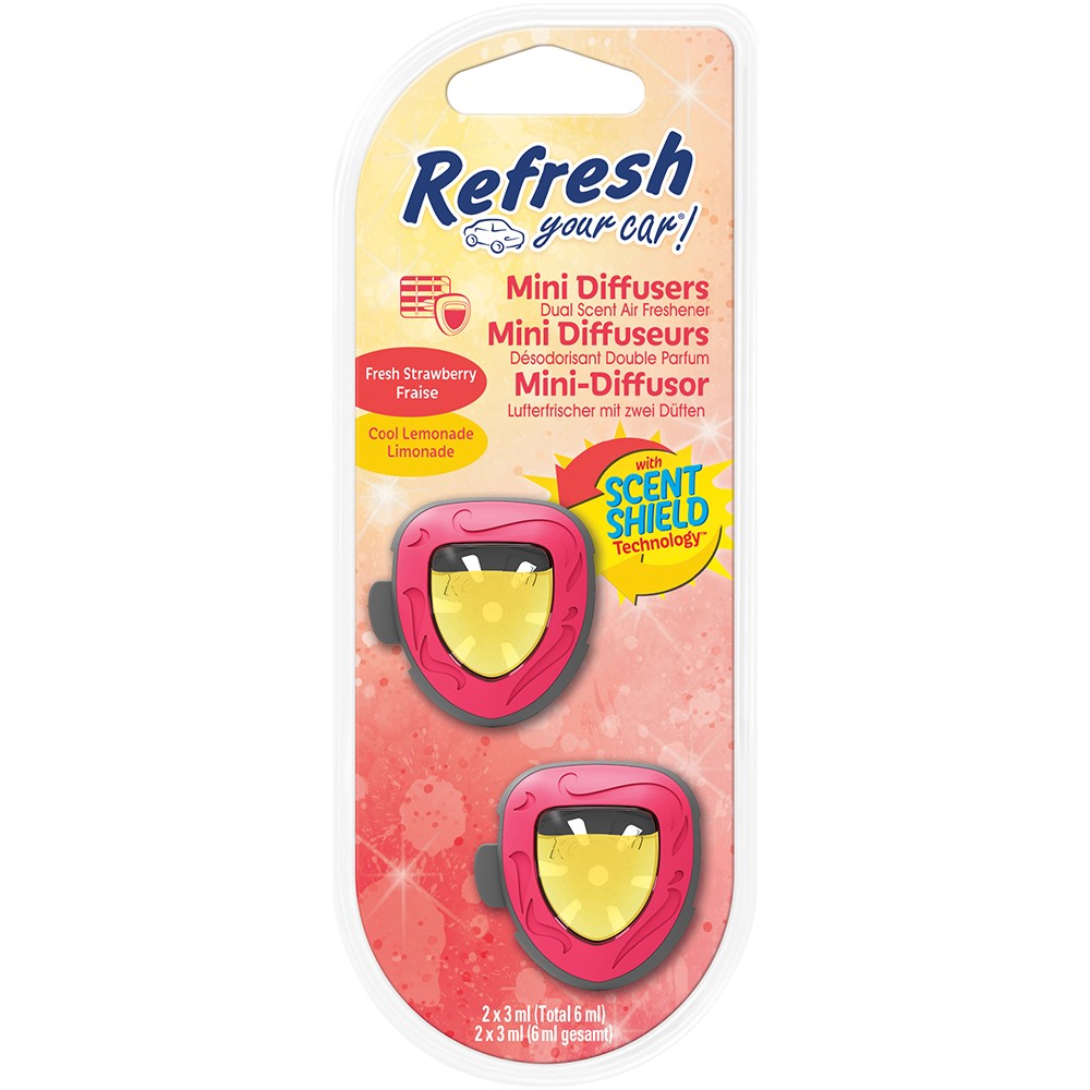 Image for Refresh Your Car 301410000 Air freshener Strawberry/Cool Lemonade Mini Diffuser 2 Pack