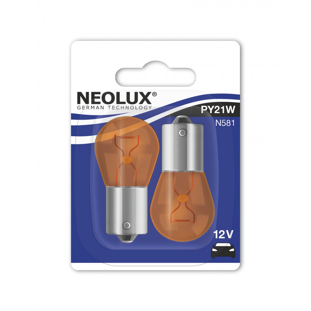 Image for Neolux N581-02B 12v 21w BAU15s amber (581) Twin blister