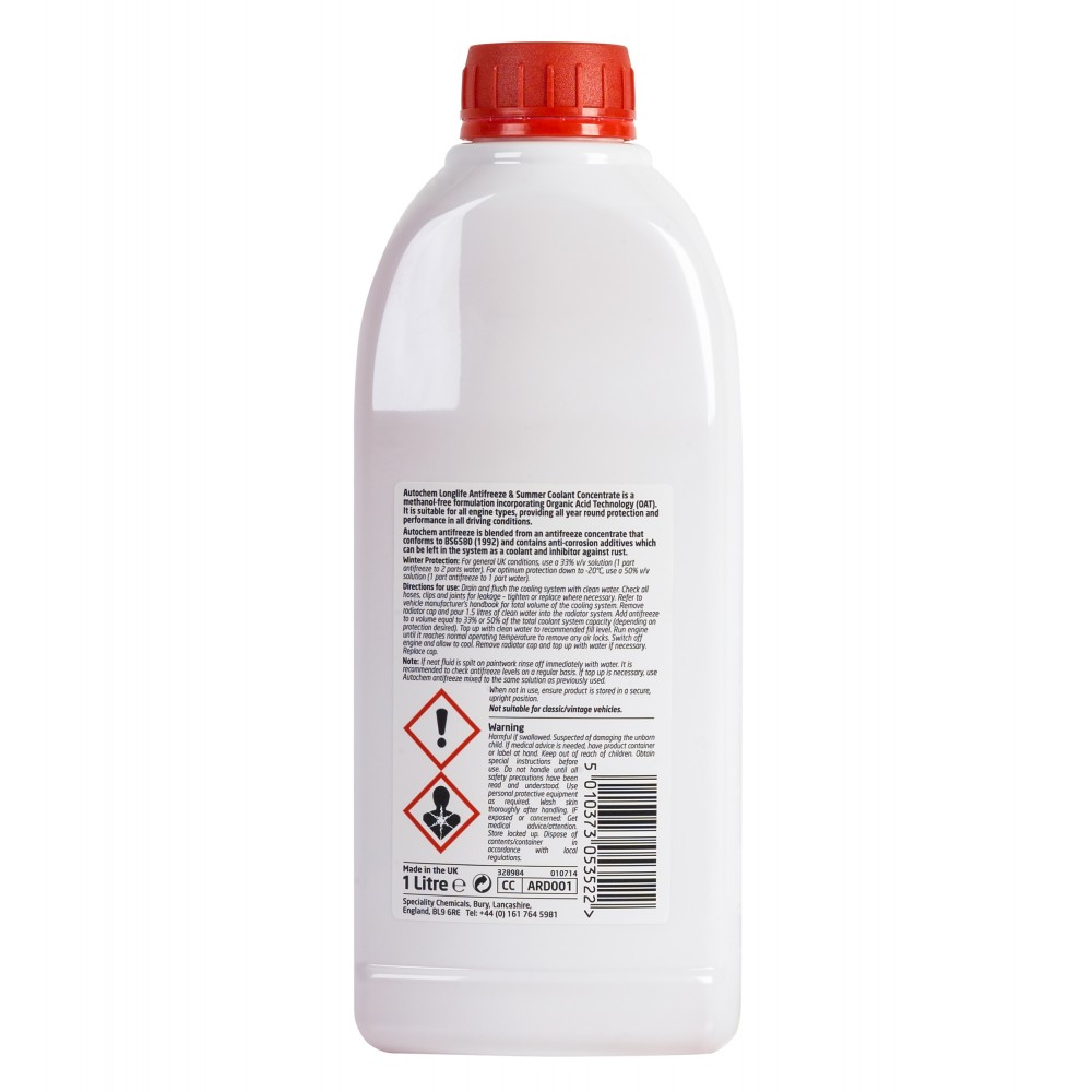 Autochem ARD001 Red Longlife Antifreeze - Tetrosyl Express Ltd