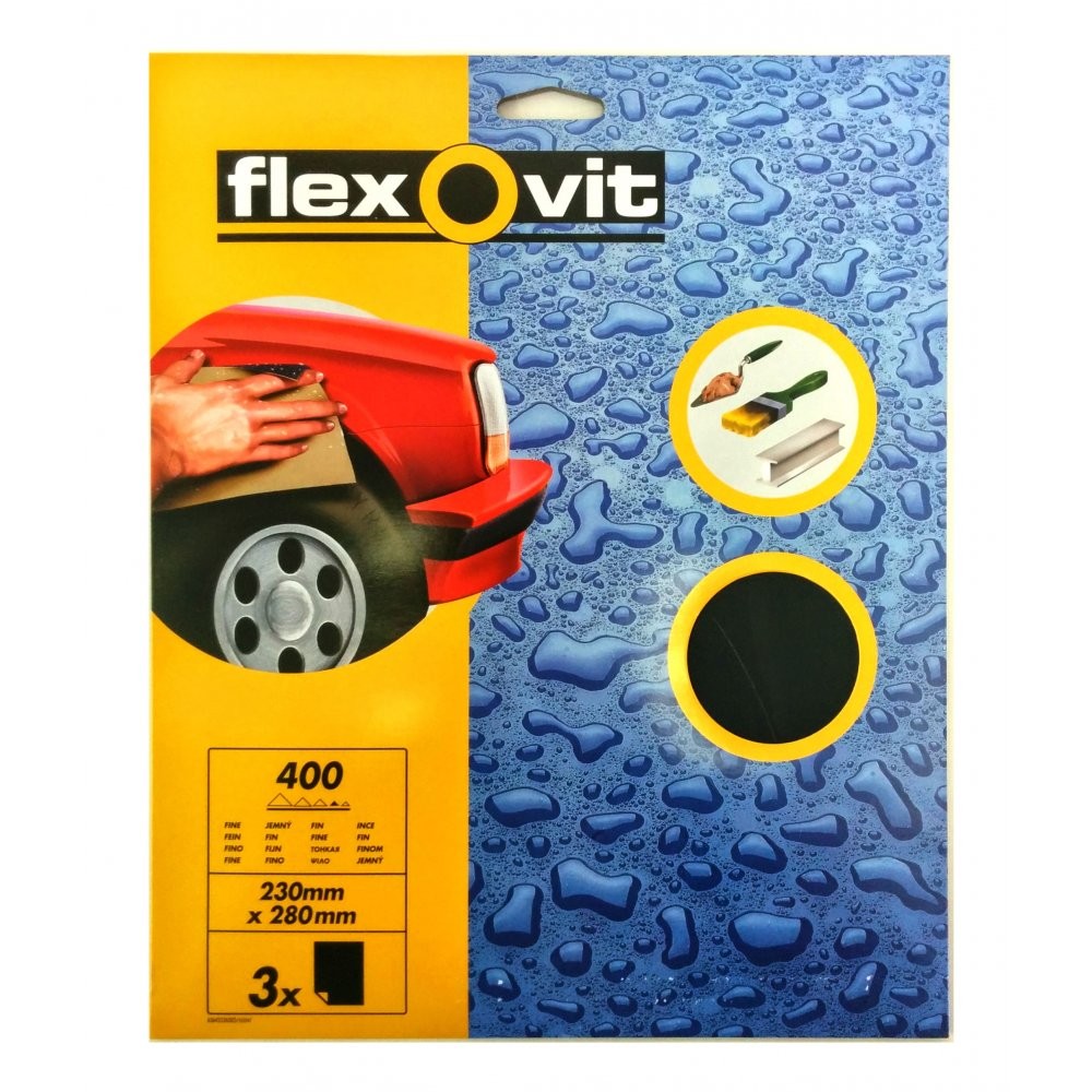 Image for Flexovit 63642526303 FLEXOVIT Water Proof Sheets Fine Pk3