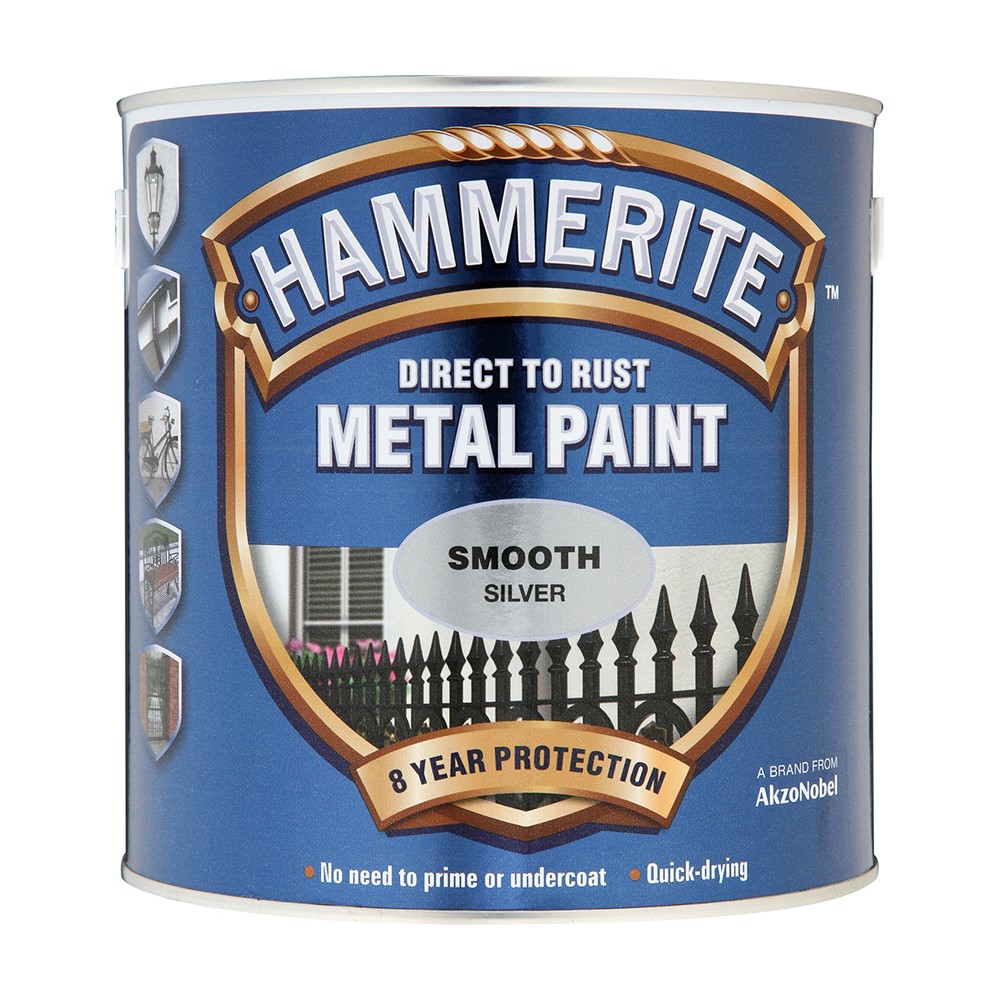 Image for Hammerite 572 Smooth Metal Paint Silver 2.5Ltr