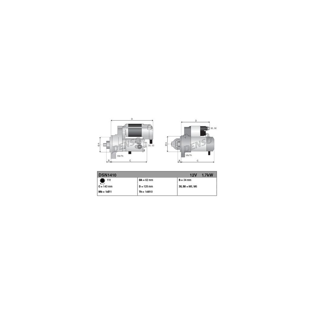 Image for Denso Starter PA70-AE 12V 1.7kW DSN1410