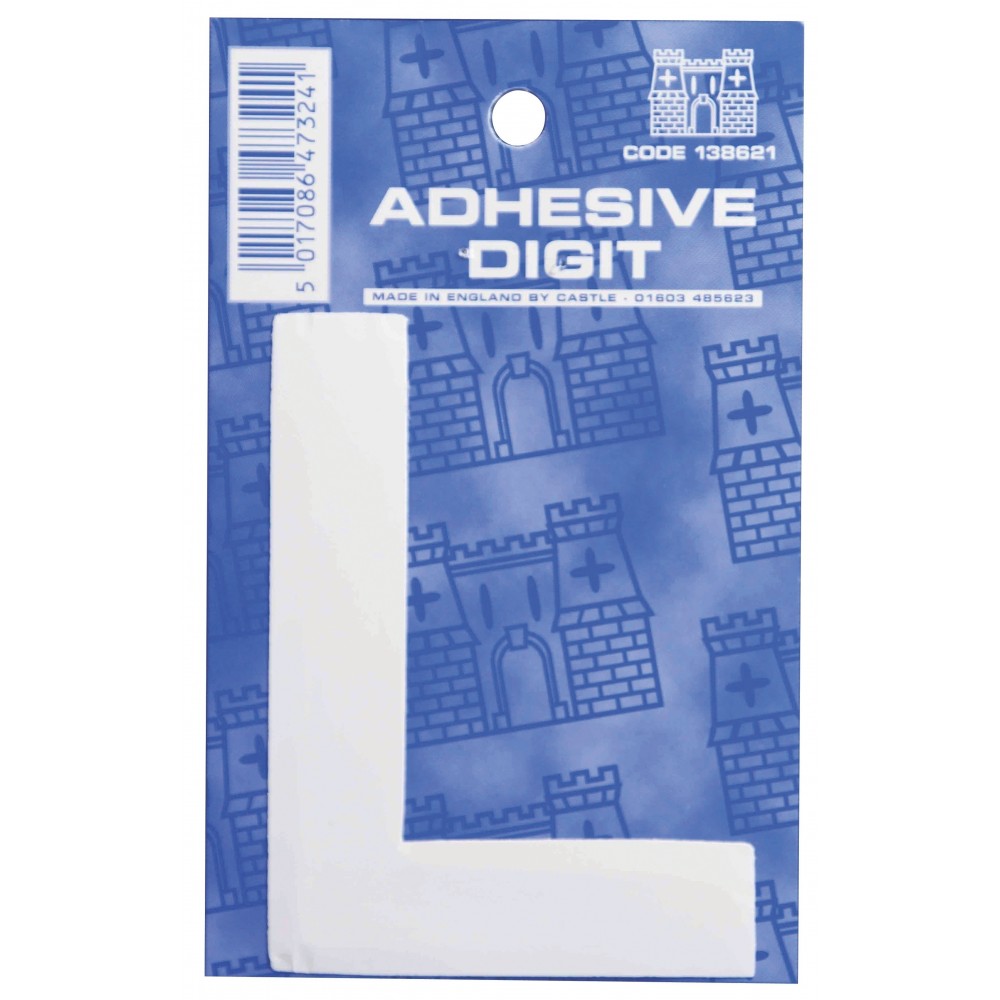 Image for Castle WL L Self Adhesive Digits White 3inc