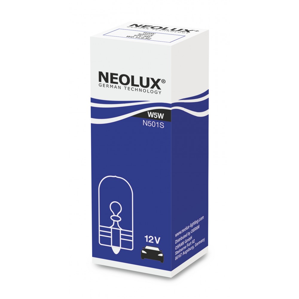 Image for Neolux N501S 12v 5w W2.1x9.5d (501) Single box