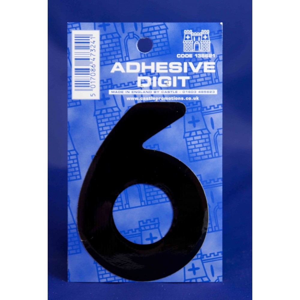 Image for Castle B6 6 Self Adhesive Digits Blk 3inc