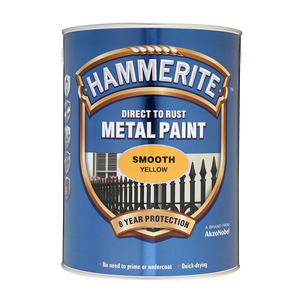 Image for Hammerite Metal Paint Smooth Yellow 5Ltr