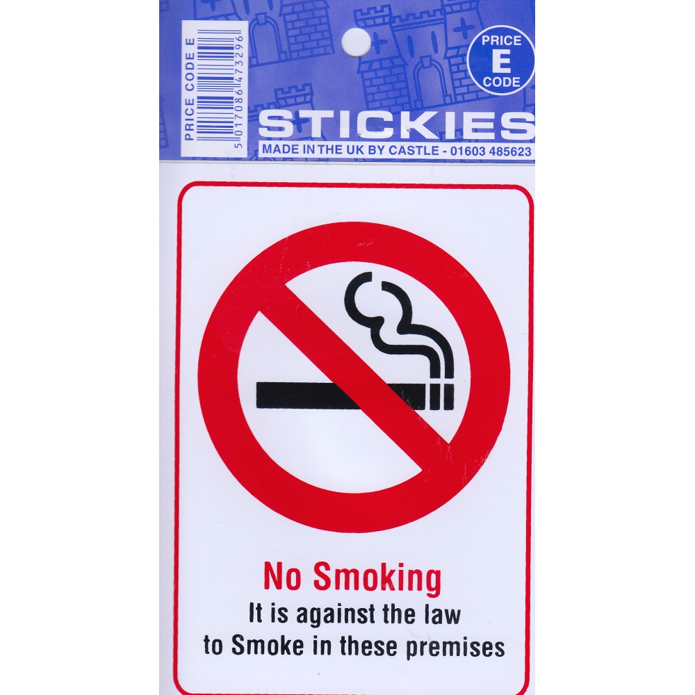 Image for Castle V449 No Smoking Premises E Code Stickers