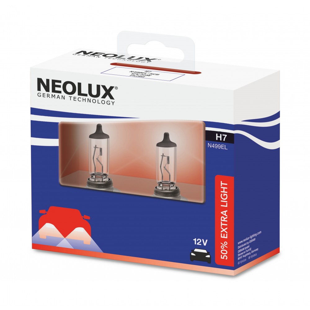 Image for Neolux N499EL-SCB Extra Light +50% 12v 55w H7 (477/499) Twin