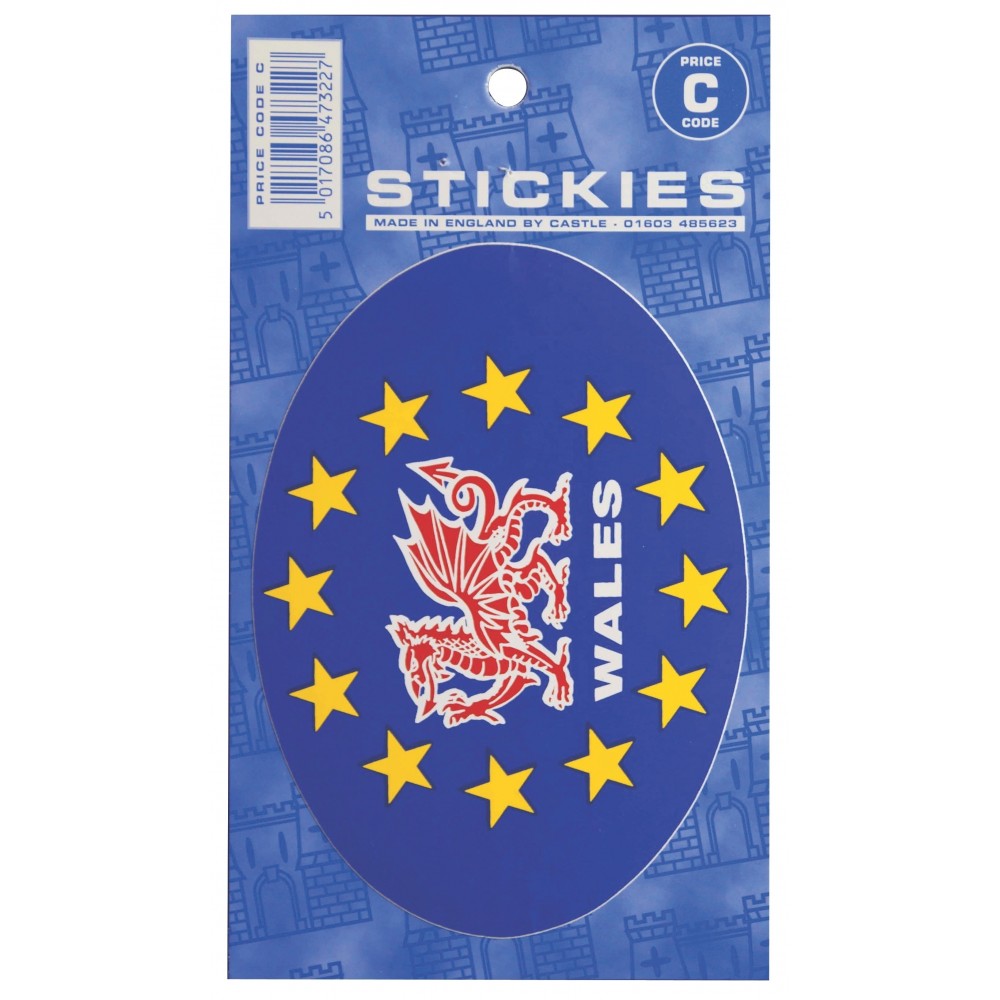 Image for Castle V293 Welsh Dragon Euro Oval C Code Stickers