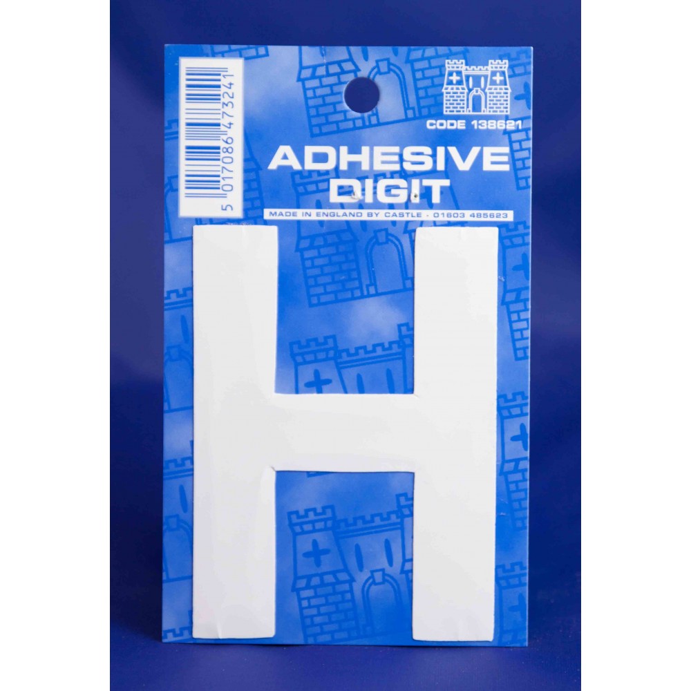 Image for Castle WH H Self Adhesive Digits White 3inc