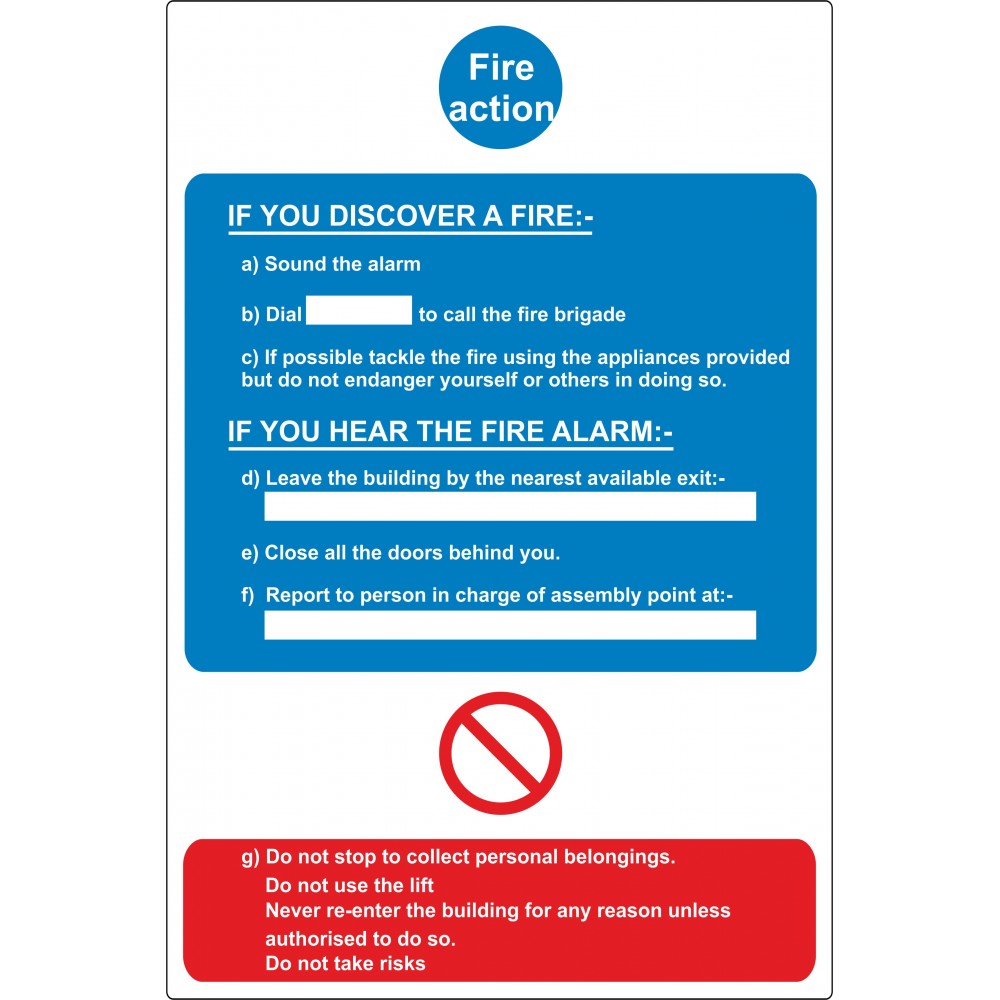 Image for Castle SS009SA Fire Action Safety Sign