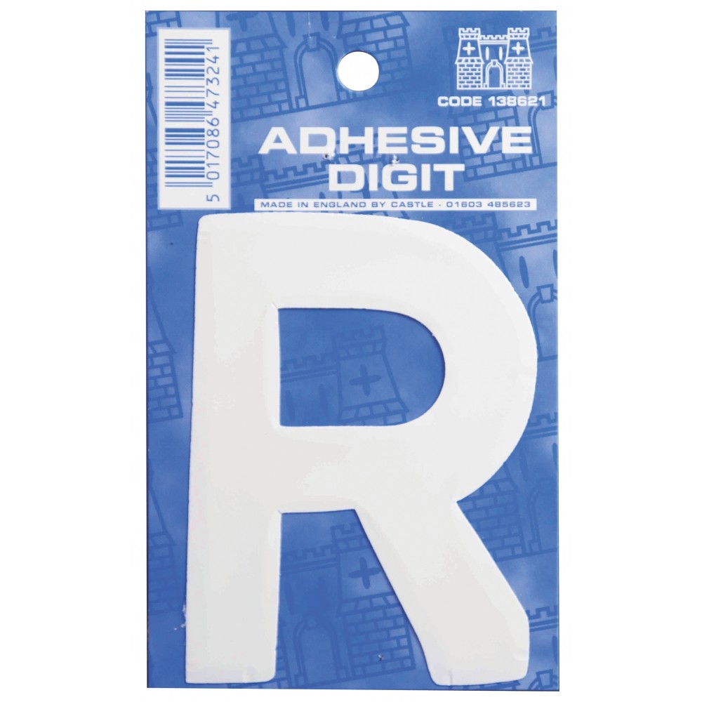 Image for Castle WR R Self Adhesive Digits White 3inc