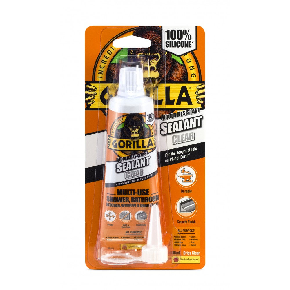 Image for Gorilla 1144300 Mould Resistant Sealant Clear Tube 80ml