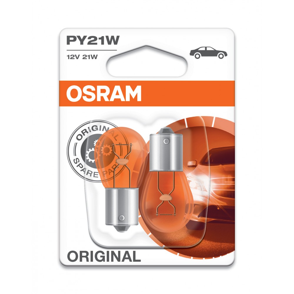 Image for Osram 7507-02B OE 12v 21w BAU15s amber (581) Twin blister
