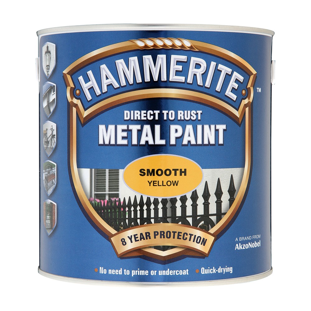 Image for Hammerite 5084877 042 Metal Paint Smooth Yellow 2.5L