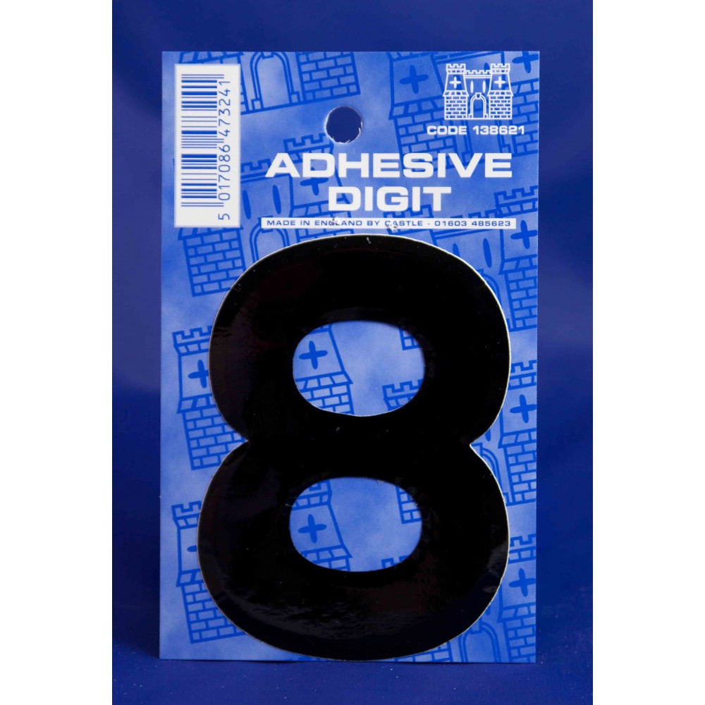 Image for Castle B8 8 Self Adhesive Digits Blk 3inc