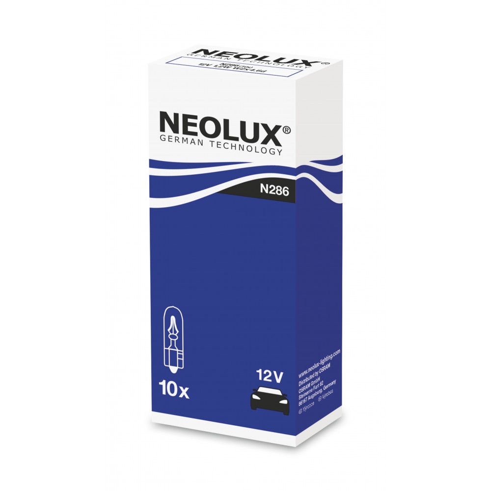 Image for Neolux N286 12v 1.2w W2x4.6d (286) Trade pack of 10